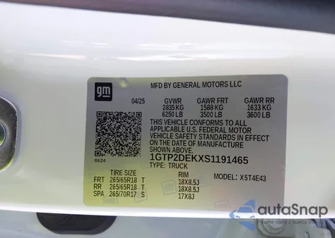 2025 GMC Canyon 4Wd At4 из США, поврежденный, VIN 1GTP2DEKXS1191465